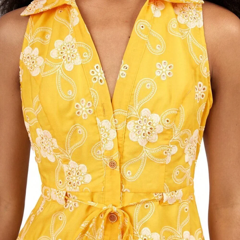Yellow Boho Women's Casual Comfy Short Dress